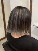 白髪ぼかしハイライト/大人ボブ/デザインカラー/ハイライト
