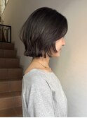 ハッシュボブレイヤーボブ韓国顔周りレイヤーヘーゼルベージュ