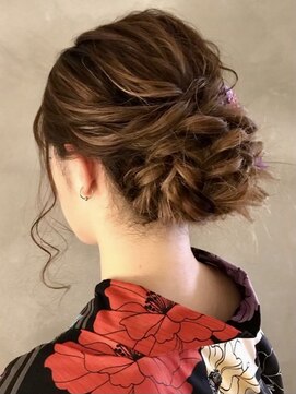 ロアー 葛西店(RAWR hair) 【RAWR】色気ヘアセット_ブラウン_シニヨン