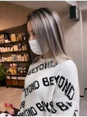 バレイヤージュショコラアッシュハイライトグレージュカラー