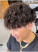 波巻きスパイラルパーマウルフカットツイストパーマメンズパーマ