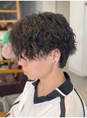 ツイストスパイラルパーマメンズ刈り上げマッシュ辻堂