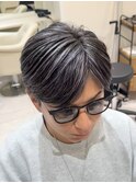 50代40代白髪ぼかしシルバーメッシュバレイヤージュ