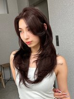 天神美容室&nbsp;海外レイヤーカットハッシュカットグレージュ