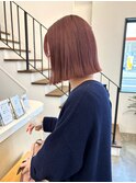 切りっぱなしボブ/ピンクカラー/ブリー