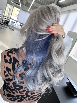 エゴル ナゴヤサカエ(ENGOL NAGOYA SAKAE) blue×silver/ハイトーンカラー/インナーカラー