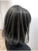 デザインカラーレイヤーカットウェットヘアオリーブベージュ