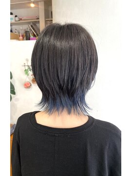 フレア 心 武庫之荘(flare) ウルフスタイル＊インナーカラー＊ブルー