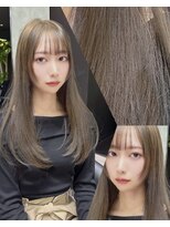 シティ(CITY)&nbsp;フルバング×レイヤーカット 姫カット オリーブベージュ 顔周り