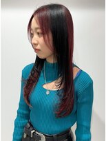 キャパ セントラル 天神 大名店(CAPA central)&nbsp;ロングレイヤー　ブラック×ピンク　ダブルカラー