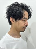 メンズマッシュセンターパートスパイラルパーマニュアンスパーマ