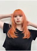 インスタ【riki_hair】sherbet Orange×layerstyle