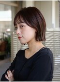 簡単スタイリング大人可愛い外ハネくびれレイヤーボブ×前髪あり