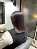 ピンクブラウン×切りっぱなしロブ