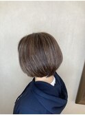 大人丸みボブハイライトスタイル　30代40代50代　土浦