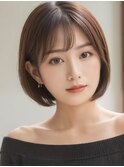 顔周りレイヤーカットくびれヘア切りっぱなしボブ大人ボブ30代