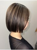 ハイライト、デザインカラー、ブリーチカラー、ボブヘア