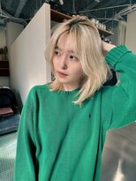 エルム 原宿 表参道(yelm)&nbsp;ホワイトブロンド×レイヤー/ダブルカラー/ブリーチ/韓国/カラー