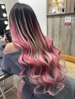 ヘアーグランデシーク(Hair Grande Seeek)&nbsp;黒髪から出来るバレイヤージュ【ピンク2色×白】
