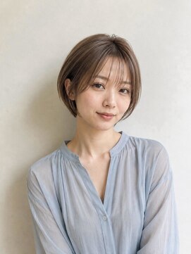 レセ 南柏店(Laissez) ショート/ミルクティーベージュ/シースルーバング/大人かわいい