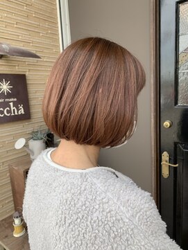 ヘアーメイク アチャ(hair make accha) ミニボブ×ピンクベージュ