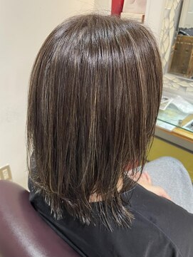 ネオリーブ チッタ 阿佐ヶ谷店(Neolive citta) ミディアムヘアグレージュカラーデザインカラー斜めバング*