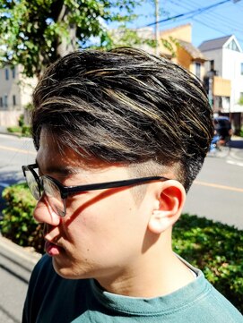 ラボーテイサミヘアーイースト(La.beaut'e ISAMI HAIR EAST) MEN’S HAIRハイライトマッシュパーマ〈理容室〉東浦和メンズ
