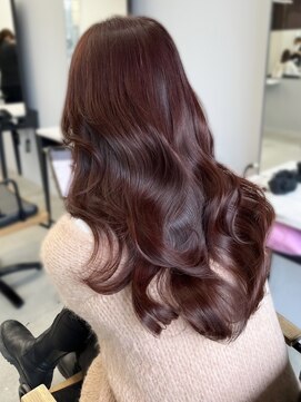 アリュウル 表参道(ALLURE) ブリーチ無しダブルカラー＊カシスレッド×レイヤーカット