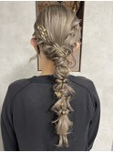 タイトアレンジ/編みおろし/結婚式アレンジ