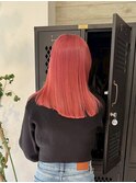 コーラルピンクレッドカラー暖色カラーダブルカラーケアブリーチ