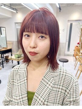 ロット 横浜(lot) レイヤーボブ×ミディアム×チェリーブラウン[横浜駅]