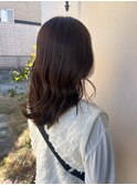 大人シアーベージュミニウルフボブミディアムレイヤー