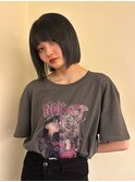 大人可愛い小顔くびれボブダークアッシュグレージュブリーチなし