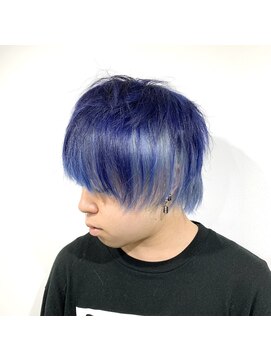 プランクスター(prankster) [prankster]水色インナーカラーのネイビーブルーウルフマッシュ