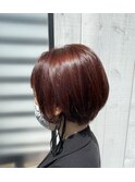 ショートボブ×レッド