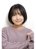 イメチェン前髪シースルーバング黒髪ショートボブ
