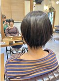ショートボブ髪質改善白髪ぼかしインナーカラー