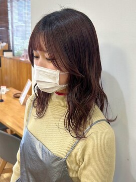 ブローデンバイアノン(Broaden by anon) レイヤーカット  韓国風ヘア　小顔カット　レッドブラウン