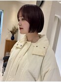 大人ボブ大人ショートボブ切りっぱなしボブ前髪あり前下がりボブ