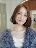 チョコグレージュ/20代30代大人かわいい/ミディアムレイヤー