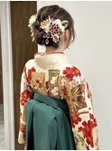 卒業式袴着付けヘアセットアップスタイル