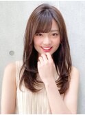 大人可愛い毛先パーマ♪厚めバングローライトデザインカラー☆