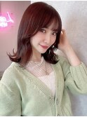 韓国前髪顔周り×チェリーブラウンフェミニン【新宿/髪質改善】