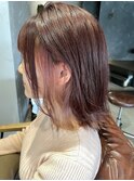 インナーカラー×ピンクベージュ