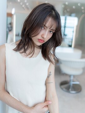 ケアリー 浦和美園(Carelly) 大人かわいい前髪セシルカットココアブラウンフリンジウェーブ