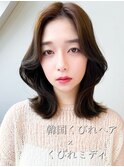 韓国風エギョモリ★くびれ外ハネミディ大人可愛い小顔20代30代