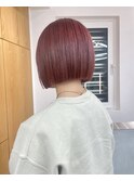 ブリーチカラー×ミニボブ×切りっぱなしボブ×ピンクカラー