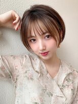 耳かけショートボブ似合わせカット30代40代チェリーブラウン