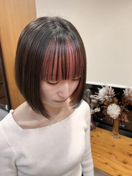 ノア(noa.) #ボブ×ベビーピンク×インナーカラー（フェイスフレーミング）