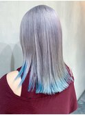 袖カラー水色_チェリーブラウンフェミニンロング_ba358742